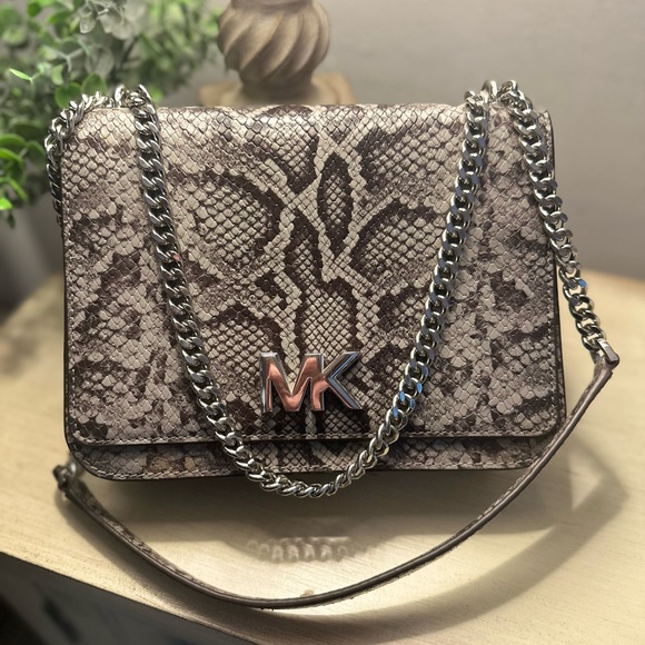 Michael Kors Gray Snake Print Crossbody Bag - Picture 2 of 9
